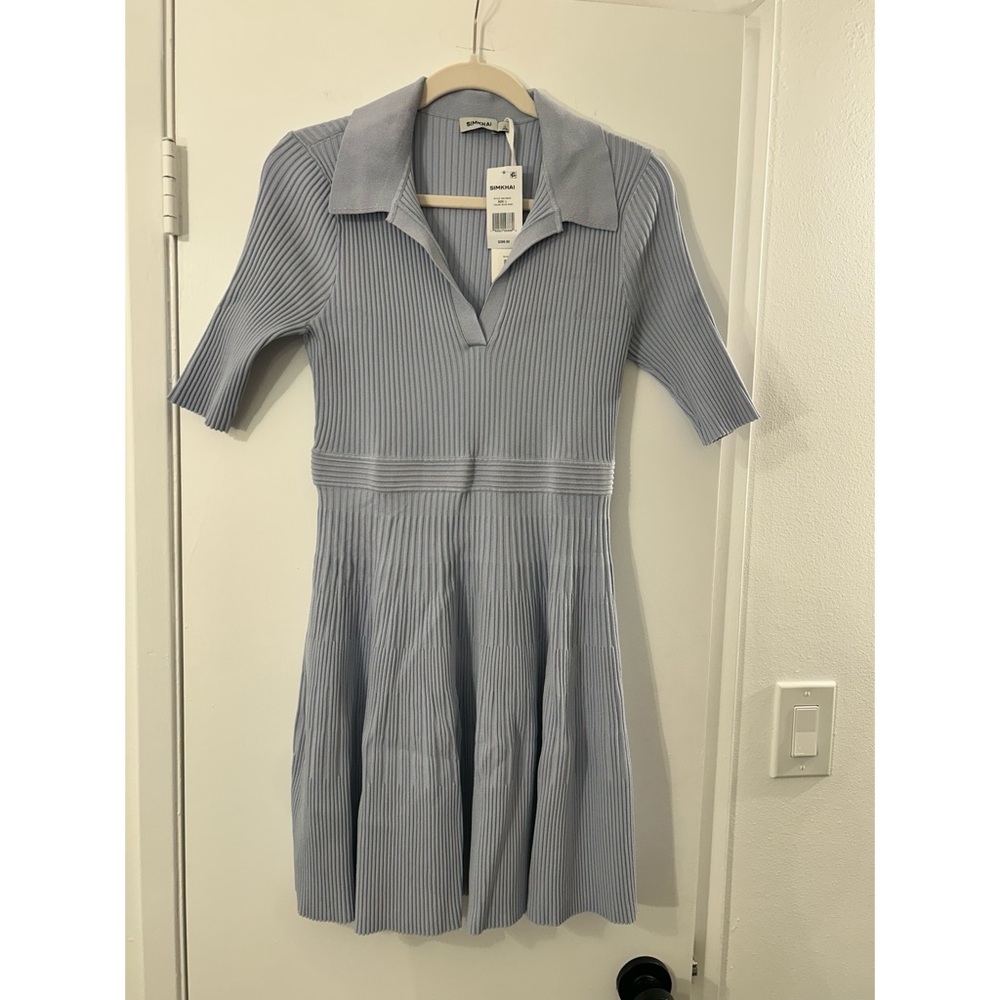 Elegant Blue Collared Dress